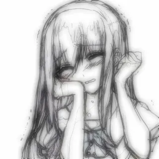 😁 9605e33b アニメ, 女の子, 悲しい, 泣く, スケッチ, イラスト telegram sticker