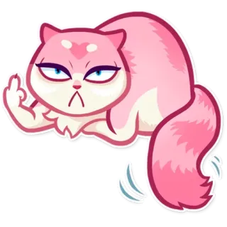 🖕 08054c1d 猫, 动物, 中指, 侮辱性手势, 粉色猫, 冒犯性 telegram sticker