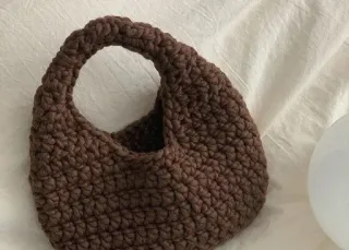 ☁️ fda677cd crochet, sac, tricoté, porte-monnaie, marron, mode, fait main whatsapp sticker