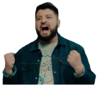 😀 790d18fd man, excited, celebrating, happy, beard, portrait telegram sticker