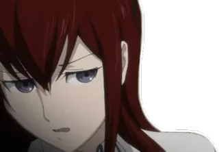 😥 4f64b9f5 Kurisu Makise Steins;Gate anime, girl, serious, red hair telegram sticker