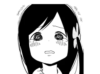 😭 edf69a80 アニメ, マンガ, 悲しい, 泣く, 女の子, 白黒 telegram sticker
