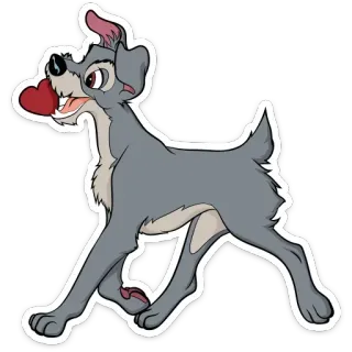 🏃‍♂️ 605483d9 Tramp Lady and the Tramp cane, cartone animato, amore, cuore, animale telegram sticker