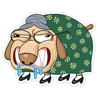 👴 190822ba Cartoon, Dier, Oma, Griezelig, Grappig, Sticker telegram sticker