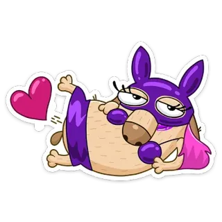❤️ 2ea99ffe dier, cartoon, personage, sticker, paars, liefde, hart telegram sticker
