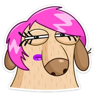 😐 3876a71f Cartoon, Personage, Schaap, Roze haar, Leuk telegram sticker