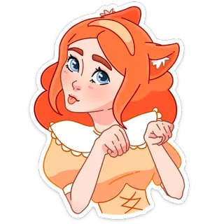 😽 5c2b7a7f Catgirl, Anime, Kartun, Stiker, Rambut Oranye, Kucing, Lucu telegram sticker