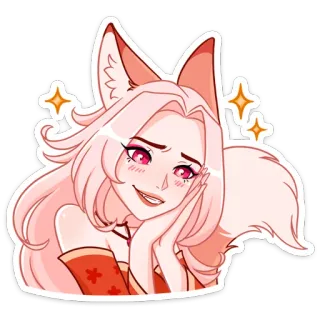 ☺️ 069feadf anime, cute, fox, girl, sparkle, pink hair telegram sticker