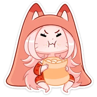 ☺️ 4dfbd0d3 sticker, cartoon, angry, cat, food, cute telegram sticker