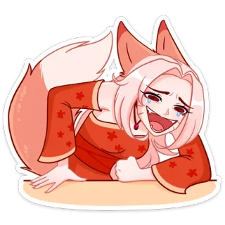 😀 7f4e8cea fox girl, anime, tears, happy, laughing, kawaii telegram sticker