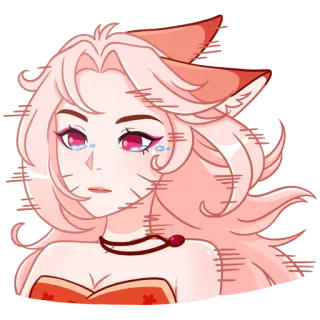 😪 0e80ba5d Anime, Katzenmädchen, Niedlich, Rosa, Tränen, Porträt telegram sticker