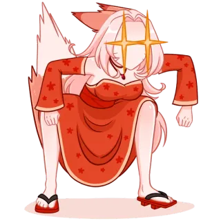 🤬 a73c48d9 Anime, Fuchs Mädchen, Kemonomimi, Funkeln, Rot, Kimono, Süß telegram sticker