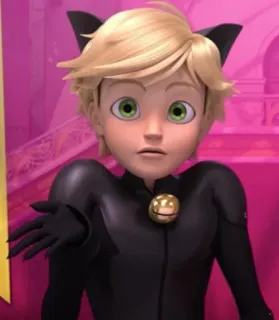 🤷‍♀️ 0c18ce8d Adrien Agreste Miraculous: Tales of Ladybug & Cat Noir gato, menino, personagem, loira, olhos verdes, desenho animado telegram sticker