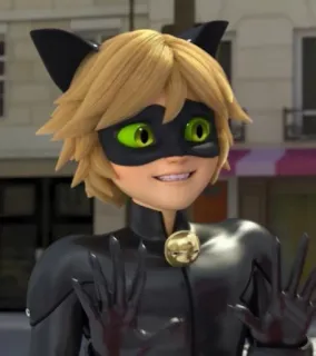 😤 10a5ff35 Chat Noir Miraculous: Tales of Ladybug & Cat Noir Chat Noir, Miraculous Ladybug, desenho animado, anime, super-herói, gato telegram sticker