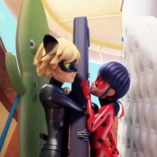 🥰 1e6f2742 Ladybug and Cat Noir Miraculous: Tales of Ladybug & Cat Noir beijando, desenho animado, romance, Miraculous Ladybug, Cat Noir, Ladybug, animação, amor telegram sticker