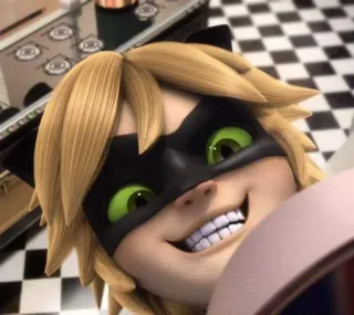 😁 9dd45cee Chat Noir Miraculous Ladybug Chat Noir, Miraculous Ladybug, desenho animado, anime, gato, super-herói, sorriso telegram sticker