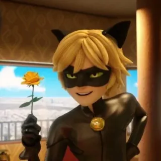 🌹 adf079fc Cat Noir Miraculous: Tales of Ladybug & Cat Noir Cat Noir, Miraculous Ladybug, Anime, Desenho animado, Super-herói, Rosa telegram sticker