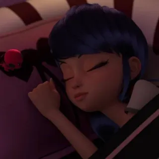 💤 cac2479a Marinette Miraculous Ladybug sono, dormindo, quarto, menina, desenho animado, Marinette, Miraculous Ladybug telegram sticker