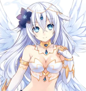 😄 5d6f0966 アニメ, 女の子, 翼, 白い髪, 青い目 telegram sticker