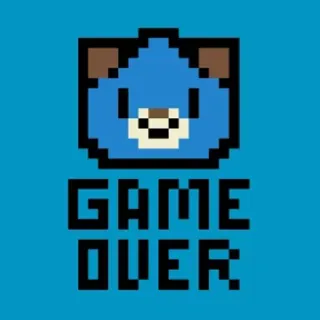 ☠ 84b7dc82 GAME OVER ゲームオーバー, ピクセルアート, クマ, ゲーム telegram sticker