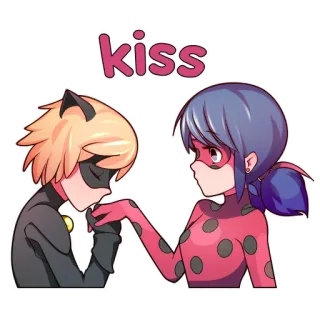 💏 f5c46882 Chat Noir Miraculous: Tales of Ladybug & Cat Noir kiss Miraculous, Ladybug, Cat Noir, beijo, amor, anime telegram sticker