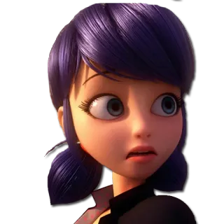 😧 a40ecf53 Marinette Dupain-Cheng Miraculous: Tales of Ladybug & Cat Noir Маринетт, Леди Баг, Мультфильм, Анимация, Девочка, Обеспокоенная, Выражение лица whatsapp sticker
