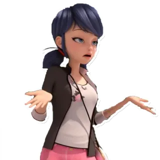 🤷‍♀️ a838f323 Marinette Маринетт Дюпен-Чен, Леди Баг, мультяшный персонаж, аниме, девушка, замешательство, пожимает плечами whatsapp sticker