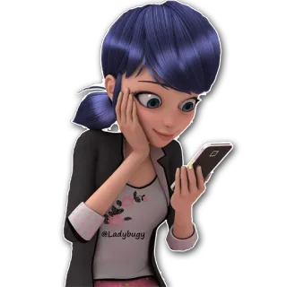 ☺️ ffe57f48 Marinette Dupain-Cheng Miraculous: Tales of Ladybug & Cat Noir @Ladybugy божья коровка, miraculous, аниме, мультфильм, персонаж, телефон whatsapp sticker