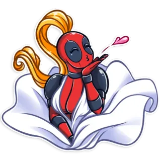 😘 011e496d Lady Deadpool Lady Deadpool, Marvel, truyện tranh, siêu anh hùng, nhân vật, hôn gió, nhại telegram sticker