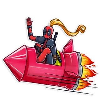 👋 73f4d411 Deadpool Deadpool, tên lửa, siêu anh hùng, Marvel, nhân vật, truyện tranh telegram sticker