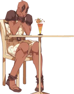 😏 374a478b Deadpool deadpool, marvel, superhero, comic book, dessert, table, anime whatsapp sticker