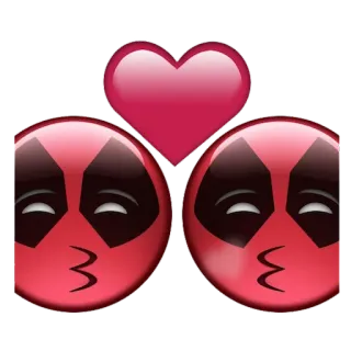 ❤ 6feb7c47 Deadpool Deadpool, heart, kiss, love, emoji whatsapp sticker