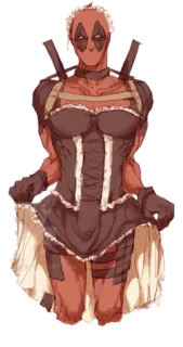 😏 7975da99 Deadpool Deadpool, Marvel, maid outfit, anime style, katana swords whatsapp sticker