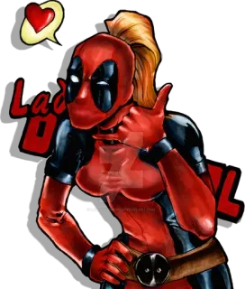 😜 9555ce76 Lady Deadpool Lady Deadpool, Marvel, superhero, comic book character, fan art, love whatsapp sticker