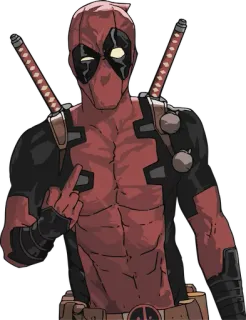 👆 b780df05 Deadpool deadpool, marvel, middle finger, weapons, comics, superhero whatsapp sticker