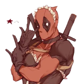 😈 b9489e0b Deadpool Deadpool, marvel, maid outfit, crossdressing, superhero, comics whatsapp sticker