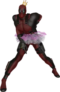 😇 c58cdc76 Deadpool Deadpool, crown, tutu, gun, superhero, comic book character whatsapp sticker