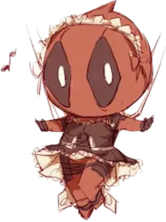 😇 d29b990c Deadpool Deadpool, maid, chibi, cute, marvel, superhero, fan art whatsapp sticker