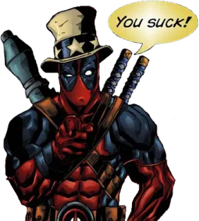 🙈 d706ccb4 Deadpool You suck! Deadpool, comic book, marvel, superhero, sticker, offensive whatsapp sticker