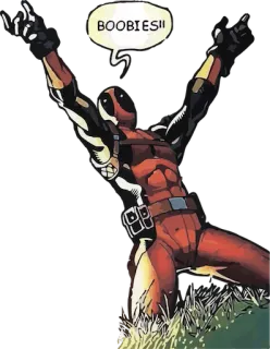 😇 eef5bec3 Deadpool BOOBIES!! Deadpool, Marvel, Comic, Superhero, Funny, Humor, Joke whatsapp sticker