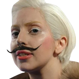 👨 43d7c0df Lady Gaga cantante, celebrità, baffi, divertente, ritratto, donna whatsapp sticker