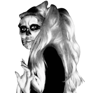 💀 7d01844c scheletro, teschio, trucco, donna, horror, inquietante, halloween, cosplay whatsapp sticker