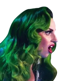 😠 e8848b99 donna, capelli verdi, ritratto, viso, shock, Lady Gaga whatsapp sticker