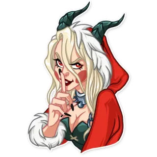 🙊 61fdd77d devil, demon, girl, hood, evil, monster, horns, shush whatsapp sticker