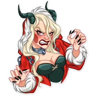 👿 715208df demon, female, devil, monster, horns, angry whatsapp sticker