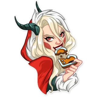💔 8ef97935 woman, monster, eating, winter, holiday, christmas, cookie whatsapp sticker