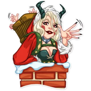 👋 92862535 anime, devil, girl, santa, chimney, christmas, helltaker whatsapp sticker