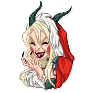 😂 fece06eb fantasy, demon, evil, woman, horns, creepy, devil, cartoon, character whatsapp sticker
