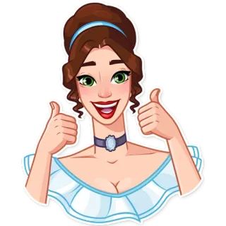 👍 2aa8d1b6 donna, pollice in su, positivo, approvazione, adesivo, cartone animato telegram sticker
