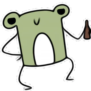 🥃 388b2c3b лягушка, пьющий, мультфильм, бутылка, милый, вечеринка whatsapp sticker